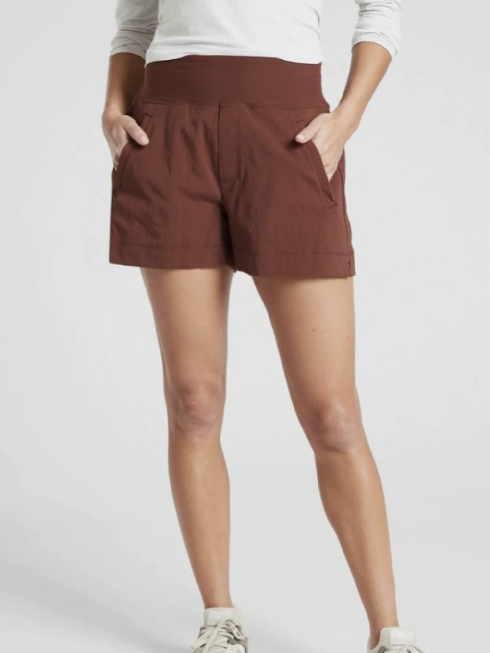 Athleta Trekkie North nylon hiking shorts size 8 rust mahogany color